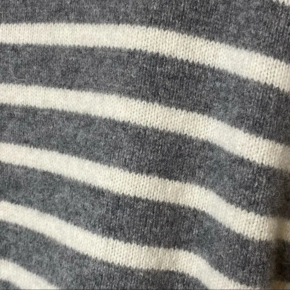 J. Crew Factory gray and white striped lambs wool sweater size L
